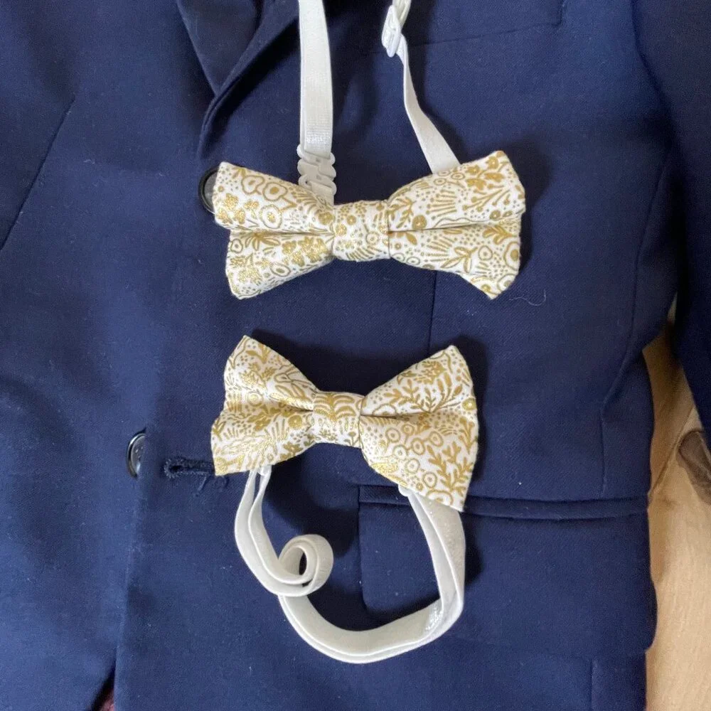 Gold Bow Tie- Gold Floral Kids
